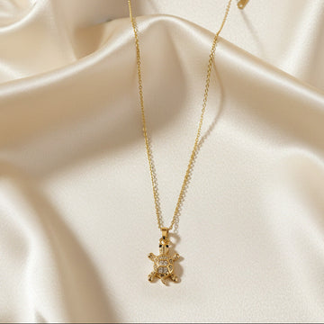 Gold Plated Tiny Turtle Pendant Necklace