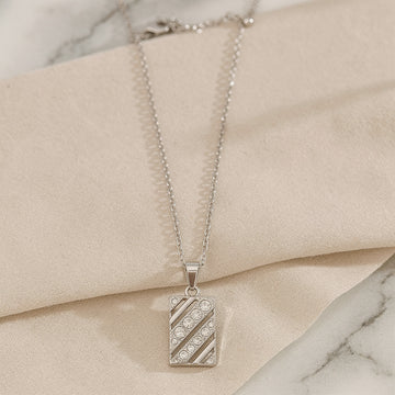 Minimal Silver Bar Pendant Necklace