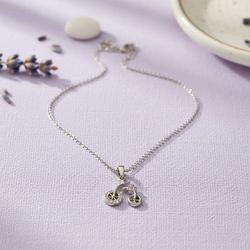 Silver Bicycle Pendant Necklace for Women & Girls