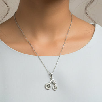 Silver Bicycle Pendant Necklace for Women & Girls