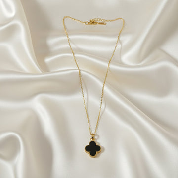 Gold Black Clover Pendant Necklace for Women & Girls