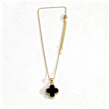 Gold Black Clover Pendant Necklace for Women & Girls
