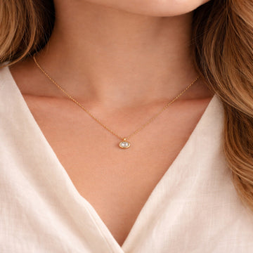 Gold Plated Round Solitaire Pendant Necklace for Women & Girls