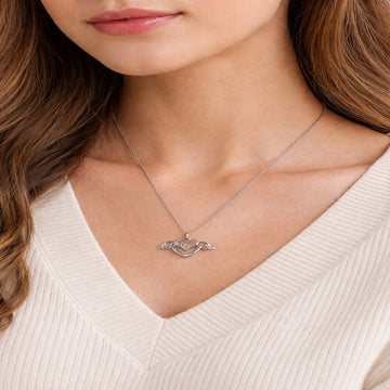 Silver Plated Heart with Wings Pendant Necklace for Women & Girls