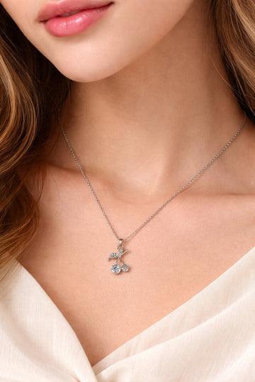Silver Plated Cherry Pendant Necklace for Women & Girls