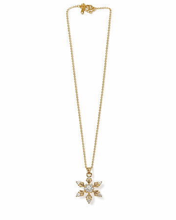 Gold Plated Snowflake Crystal Pendant Necklace for Women & Girls