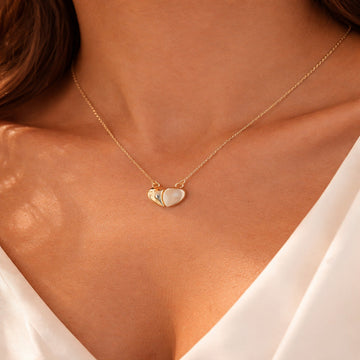 Gold Plated Dual Heart Pendant Necklace for Women & Girls