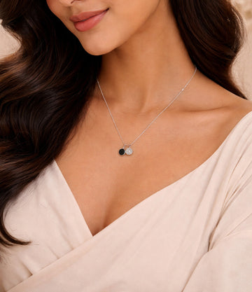 Silver Plated Dual Charm Pendant Necklace for Women & Girls