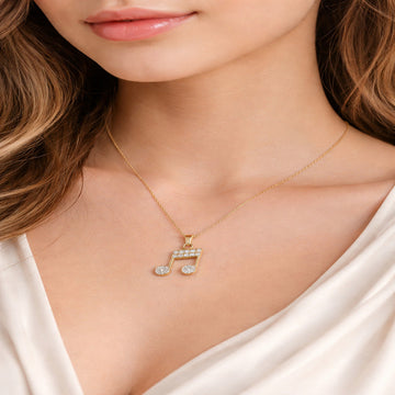 Gold Plated Music Note Pendant Necklace for Women & Girls