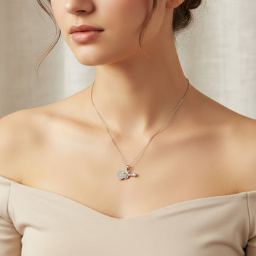 Silver Plated Guitar Pendant Necklace for Women & Girls