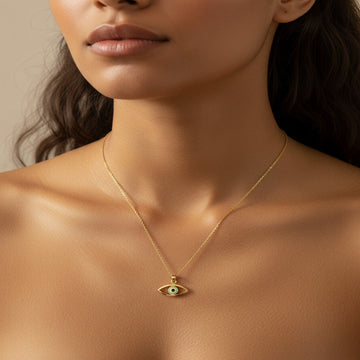Gold Plated Evil Eye Pendant Necklace for Women & Girls