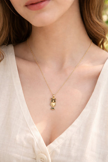 Gold Plated Owl Pendant Necklace for Women & Girls