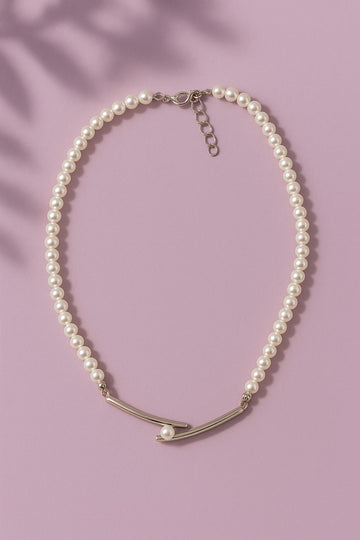 Jewelz Pearl Beaded Choker Necklace with Metal Detailing – Festive & Elegant