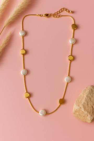 Designer Gold & Pearl Finish Necklace