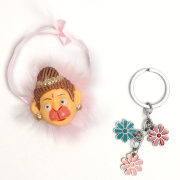 Lord Hanuman Charm & Floral Rakhi Combo – Aesthetic Gen-Z Rakshabandhan Gift
