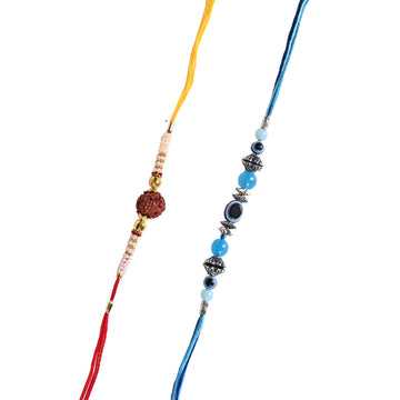 Evil Eye & Rudraksha Rakhi Combo for Brother – Aesthetic Gen-Z Rakshabandhan Gift