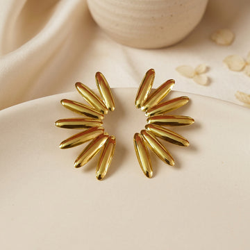 Gold Tone Sunburst Stud Earrings