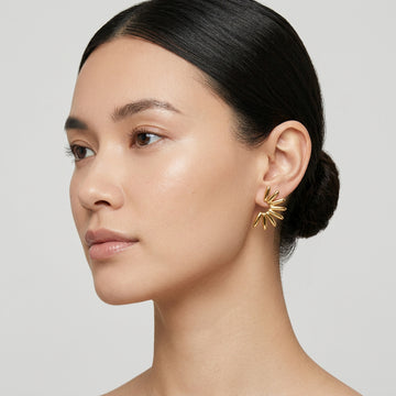 Gold Tone Sunburst Stud Earrings