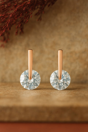 Rose Gold Crystal Drop Studs