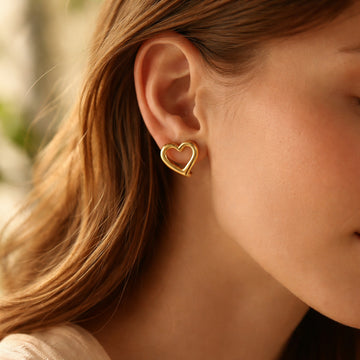 Gold Plated Heart Hoop Earrings for Women