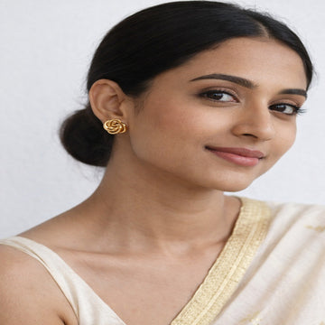 Gold Plated Knot Stud Earrings for Women