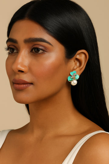 Turquoise Floral Stud Earrings