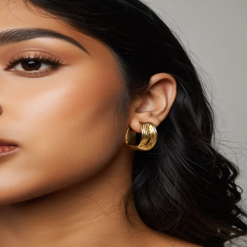 Gold Plated Wide Hoop Earrings for Women