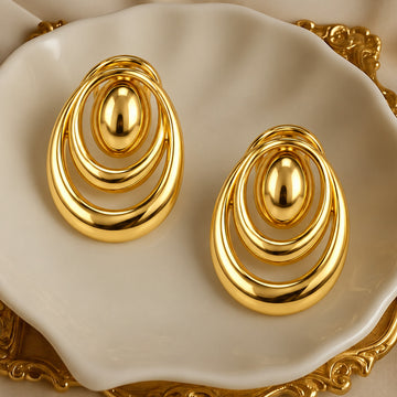 Jewelz Gold-Tone Multi-Circle Abstract Statement Earrings