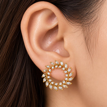 Jewelz Gold-Tone Leaf Motif Stud Earrings