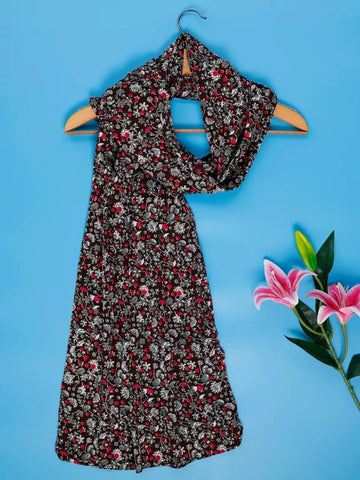 Floral Print Viscose Stole for Girls