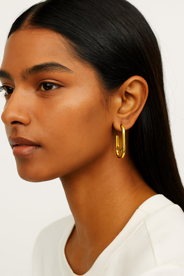 JewelzPremium Geometric Matte Gold Earrings | Stainless Steel