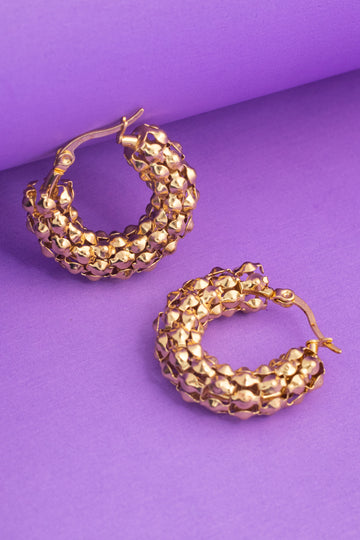 Twisted Shine Gold Hoop Earrings