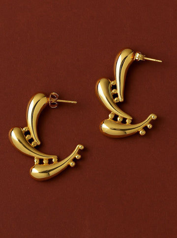 Gold-Tone Textured Crescent Hoop Earrings