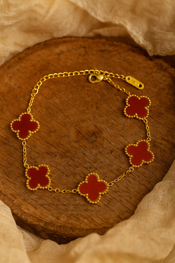 Red Clover Charm Bracelet