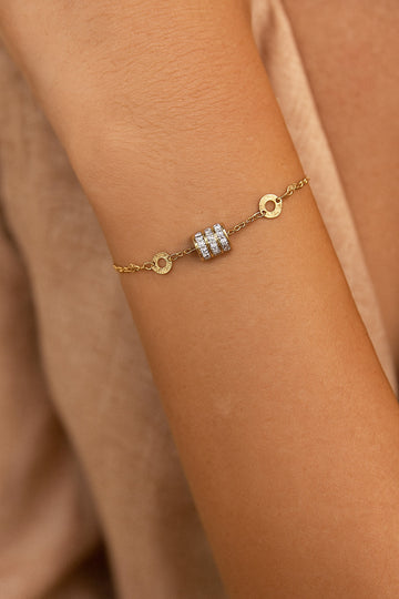 Gold Disc & Crystal Ring Bracelet
