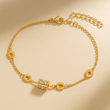 Gold Disc & Crystal Ring Bracelet