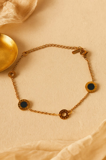 Black Enamel Disc Chain Bracelet