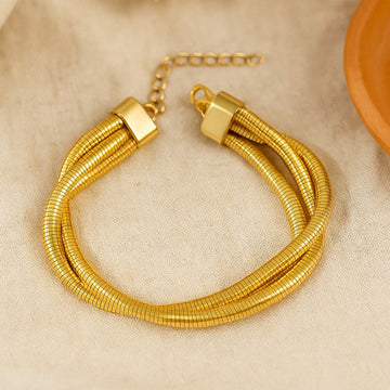 Gold Multi-Strand Coiled Snake Chain Bracelet