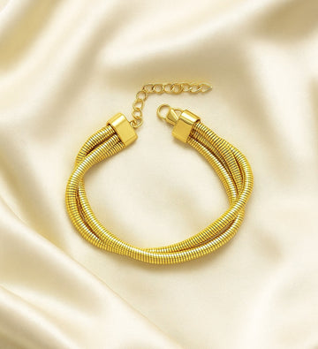 Gold Multi-Strand Coiled Snake Chain Bracelet