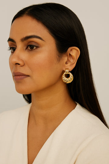 Jewelz Gold-Tone Twisted Knot Stud Earrings (  Stainless Steel )