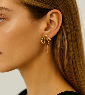 Gold-Tone Bow Dangle Earrings