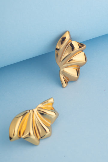 Bold Gold Fan Stud Earrings