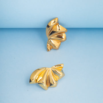 Bold Gold Fan Stud Earrings
