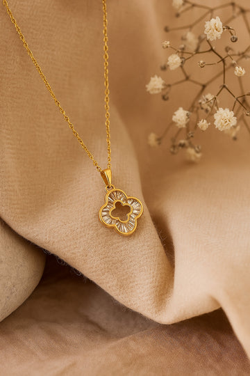 Crystal Floral Charm Necklace