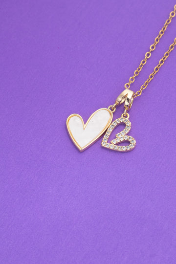 Twin Heart Pendant Necklace – Gold Finish