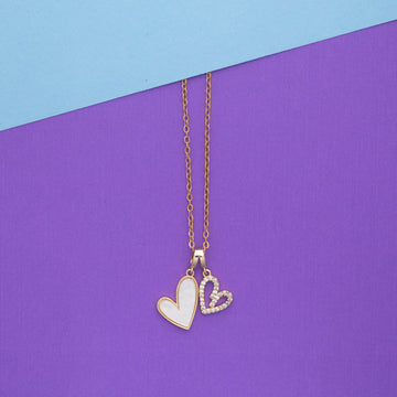 Twin Heart Pendant Necklace – Gold Finish