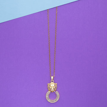 Elegant Textured Pendant Necklace – Gold Finish