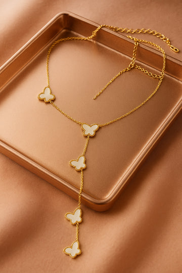 Gold Butterfly Drop Necklace
