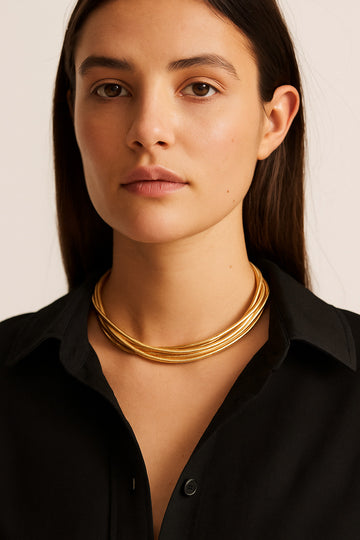 Gold-Tone Multi-Strand Twisted Snake Chain Choker Necklace