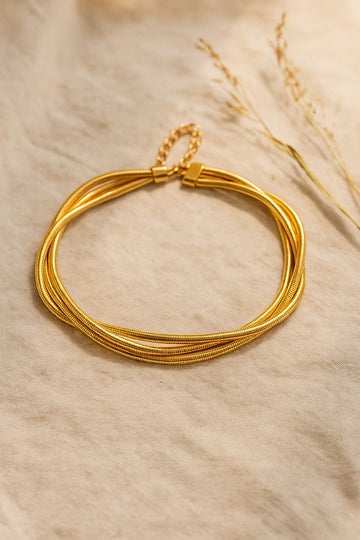 Gold-Tone Multi-Strand Twisted Snake Chain Choker Necklace